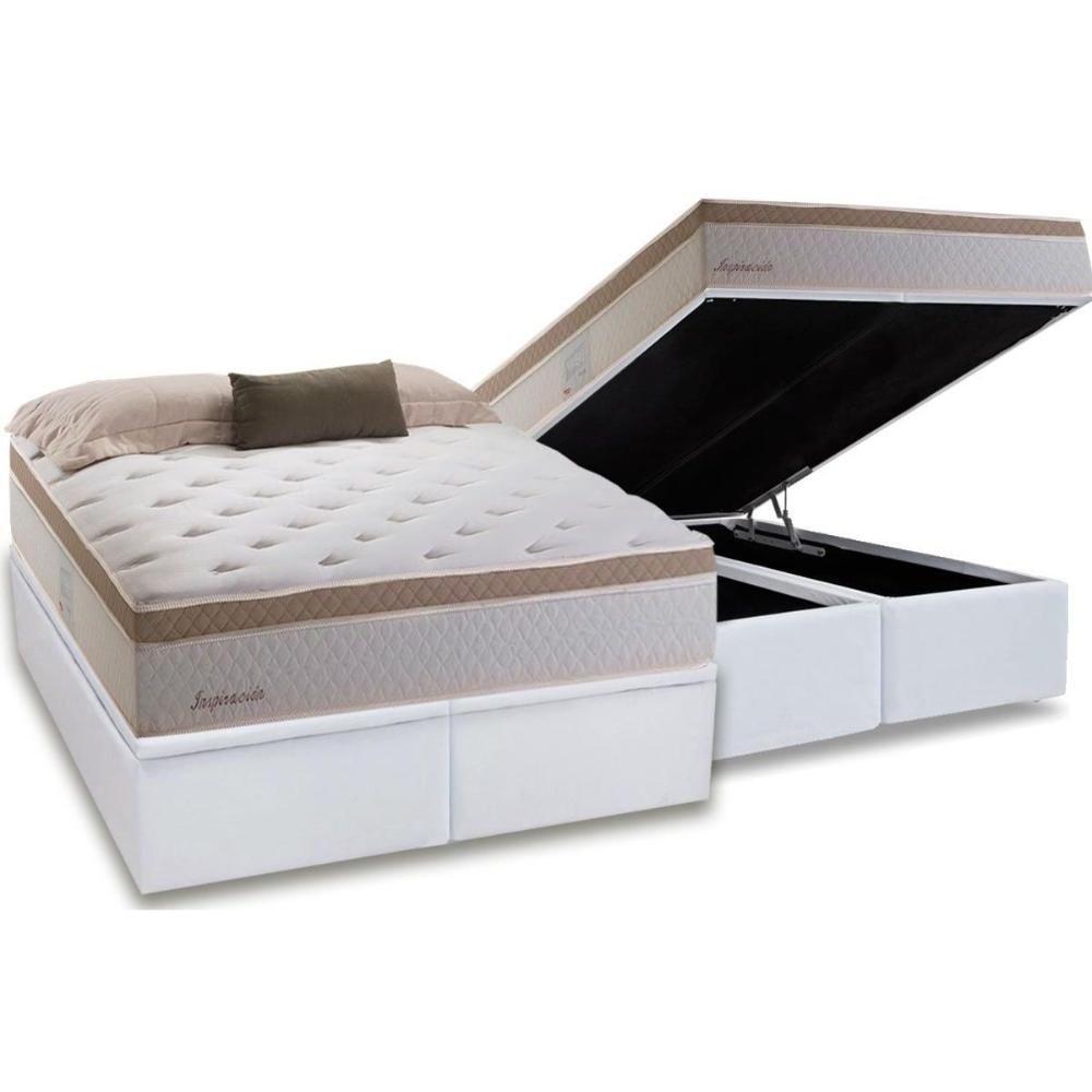 Cama Box Baú Queen: Colchão Molas Masterpocket Ensacadas Herval Inspiracion + Base Crc Courano White (158x198) - 1