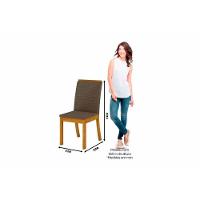 Conjunto Mesa De Cozinha Vértice Tampo Madeirado Com Vidro 90x90cm E 4 Cadeiras Isa Nature Linho Henn