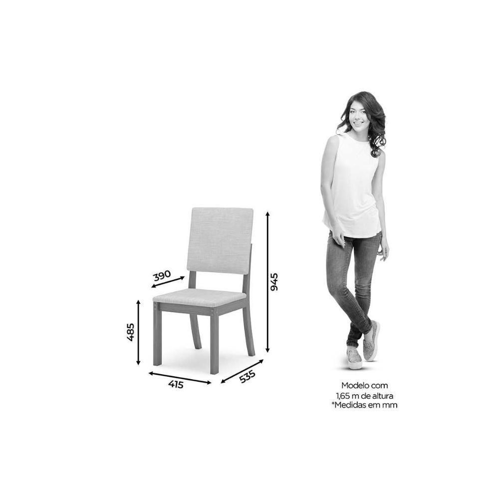 Conjunto Mesa De Cozinha Yara Com Tampo Madeirado Com Vidro Reto 160x90cm E 6 Cadeiras Milla Nature Linho Henn - 6