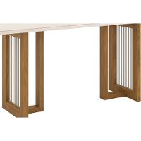 Conjunto Mesa De Cozinha Yara Com Tampo Madeirado Com Vidro Reto 160x90cm E 6 Cadeiras Milla Nature Linho Henn - 8