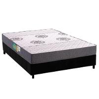 Cama Box Casal: Colchão Espuma D45 Polar Pérola Grey + Base Crc Suede Black (138x188) - 1