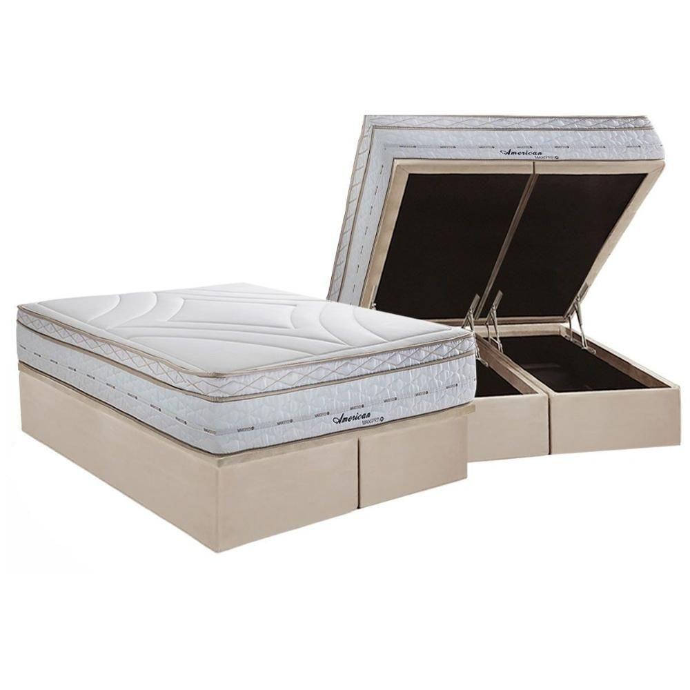 Cama Box Baú King: Colchão Molas Masterpocket Ensacadas Herval Maxspring American + Base Crc Suede Clean (193x203) - 1