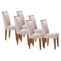 Kit 6 Cadeiras Sala Jantar Londrina 6 Un Capuccino Suede Creme Rufato - 1