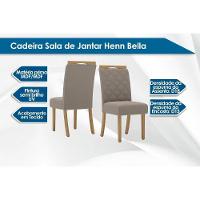 Conjunto Mesa De Cozinha Lins Com Tampo Madeirado Com Vidro Curvo 200x90cm E 6 Cadeiras Bella Nature Linho Henn - 3