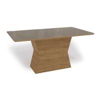 Mesa Multiuso Cozinha Tilia Com Tampo Madeirado Com Vidro 160x90cm Freijo Bronze Kappesberg - 1