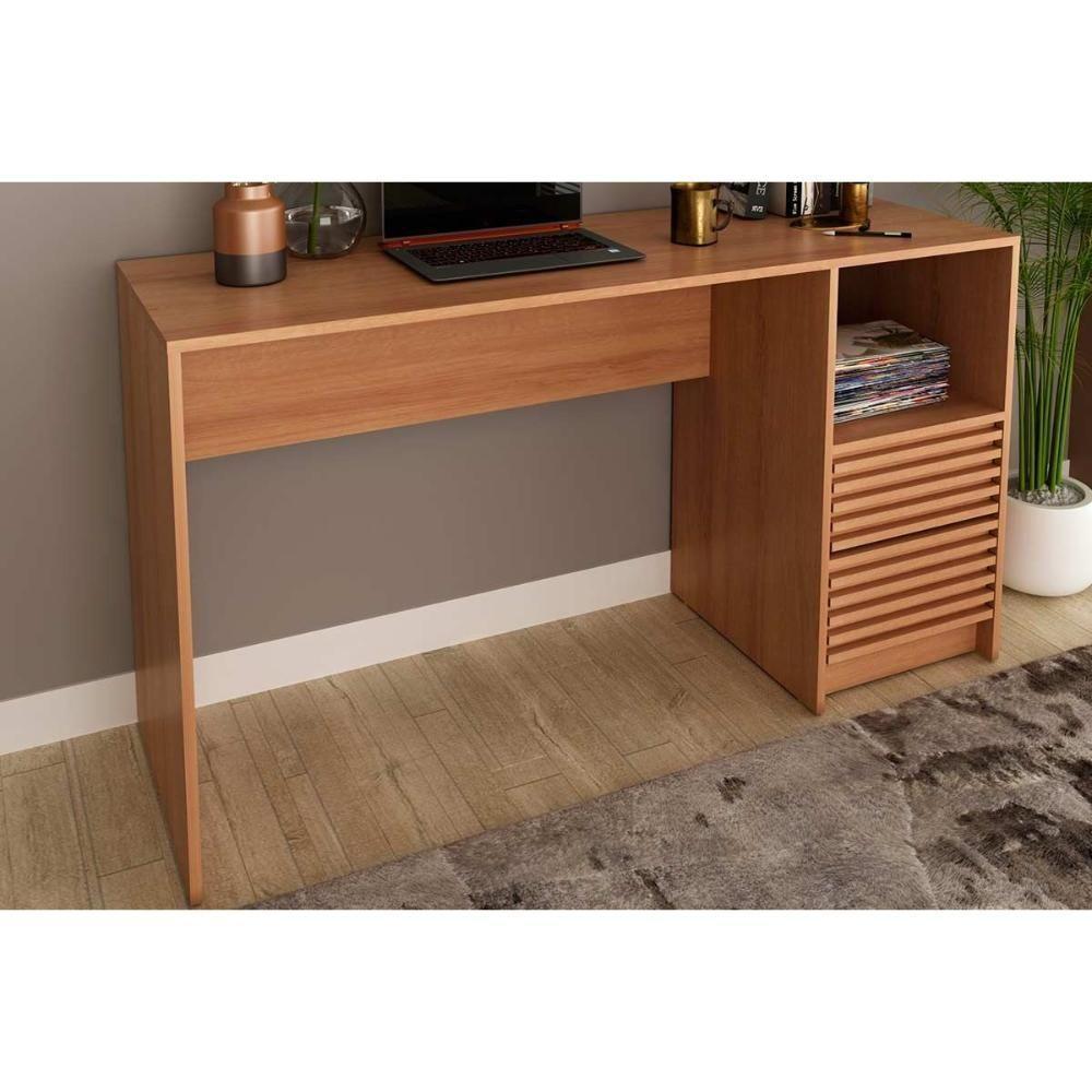 Mesa Escrivaninha Juvenil Com Gaveteiro Ripado Me4174 Amêndoa Tecno Mobili - 1