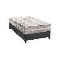 Cama Box Solteiro: Colchão Ortopédico Paropas D28 - Master Prata Double Face 25 + Base Crc Suede Gray (88x188) - 1