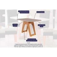 Conjunto Mesa De Cozinha Carol Tampo Madeirado Com Vidro 130x80cm E 4 Cadeiras Clarice Madeirado Linho Bege Cimol