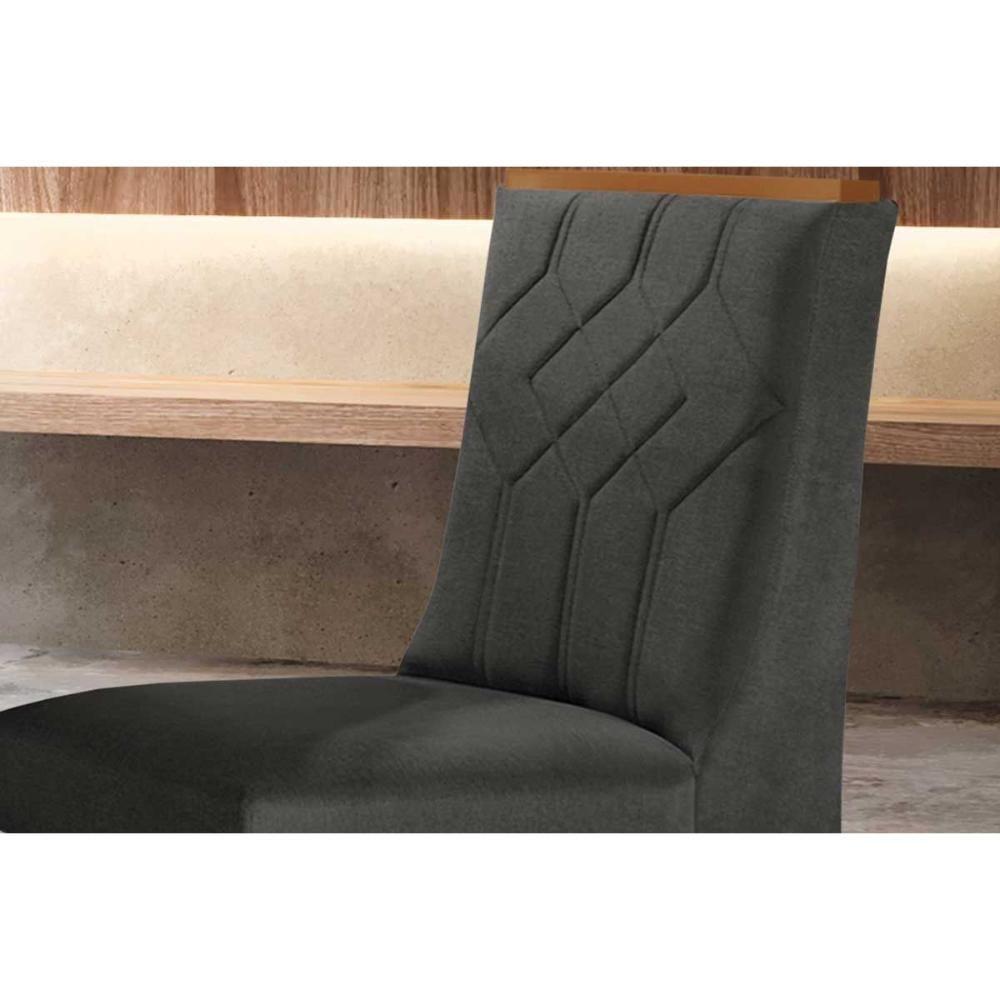 Kit 2 Cadeiras Sala Jantar Nevada 2 Un Madeira Capuccino Linho Bege Turim Rufato - 5