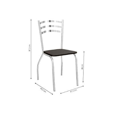 Conjunto Mesa De Cozinha Reno Com Tampo Madeira 160cm E 6 Cadeiras Portugal Cromada Nude 16 Kappesberg