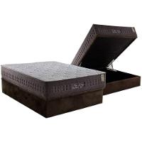Cama Box Baú Casal: Colchão Molas Ensacadas New King Brown + Base Crc Suede Brown (138x188) - 1