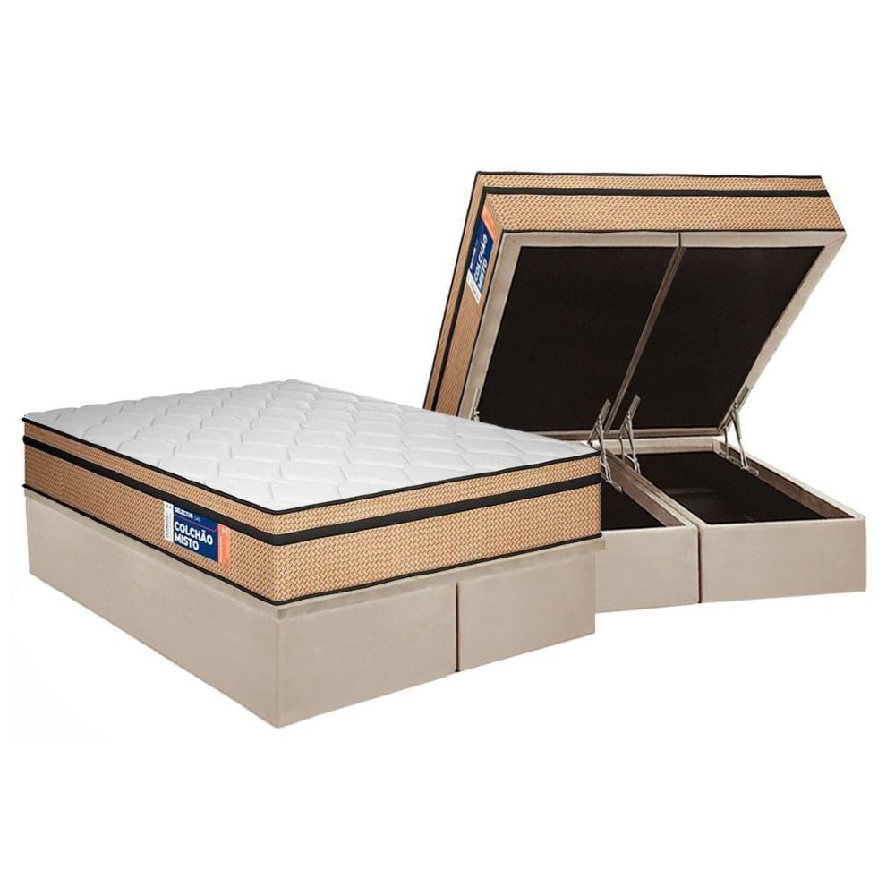 Cama Box Baú Queen: Colchão Ortopédico Plumatex D45 Selectus + Base Crc Suede Clean (158x198) - 1