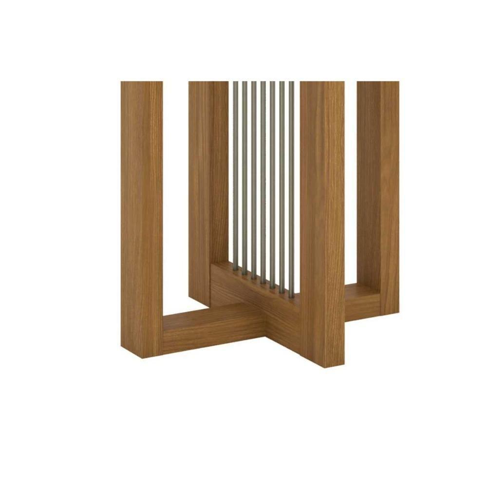 Conjunto Mesa De Cozinha Natalí Com Tampo Madeirado Com Vidro Reto 120x80cm E 4 Cadeiras Isa Nature Linho Henn - 7