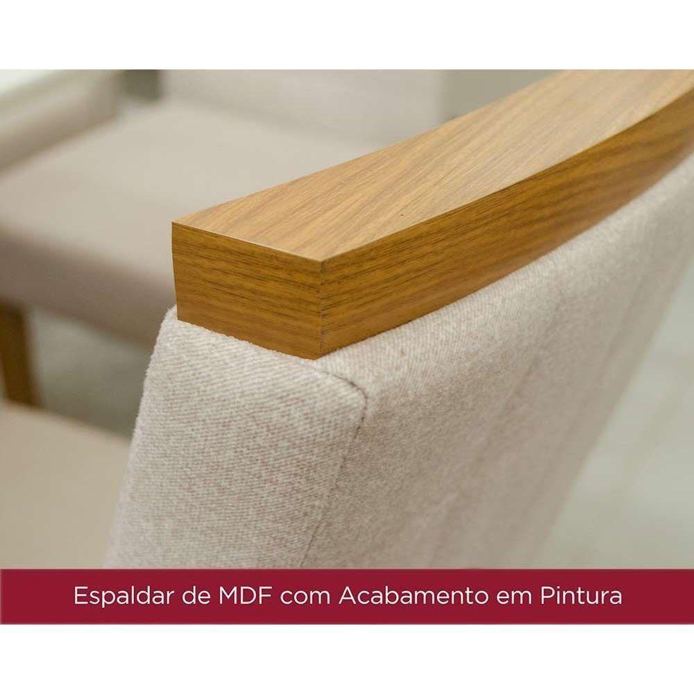 Conjunto Mesa De Cozinha Natalí Com Tampo Madeirado Com Vidro Reto 120x80cm E 4 Cadeiras Isa Nature Linho Henn - 10