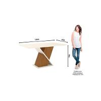 Conjunto Mesa De Cozinha Solus Tampo Madeirado Com Vidro Canto Reto 160x90cm E 6 Cadeiras Vita Nature Linho Henn - 2