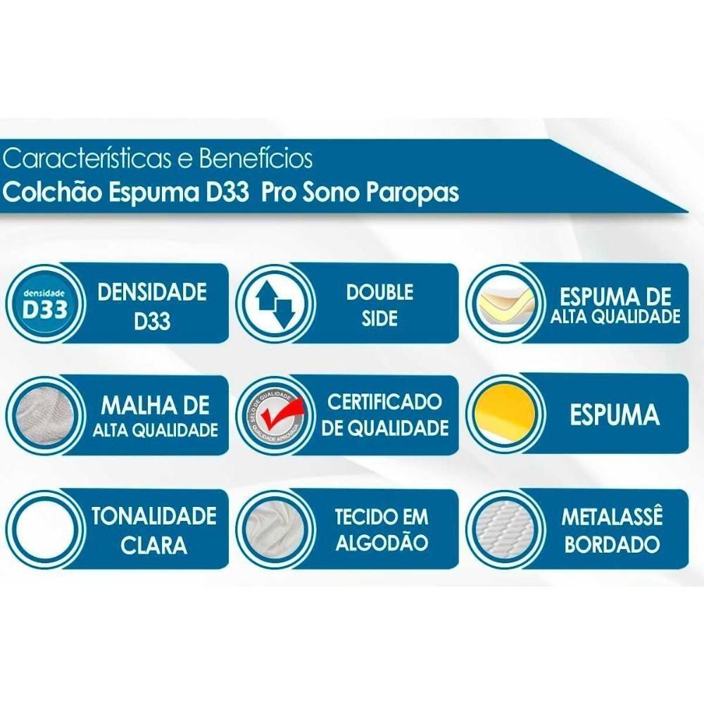 Conjunto Box Baú Casal: Colchão Molas Paropas D33 D45- Pro Sono Double Face Prata + Base Crc Courano White (138x188) - 4