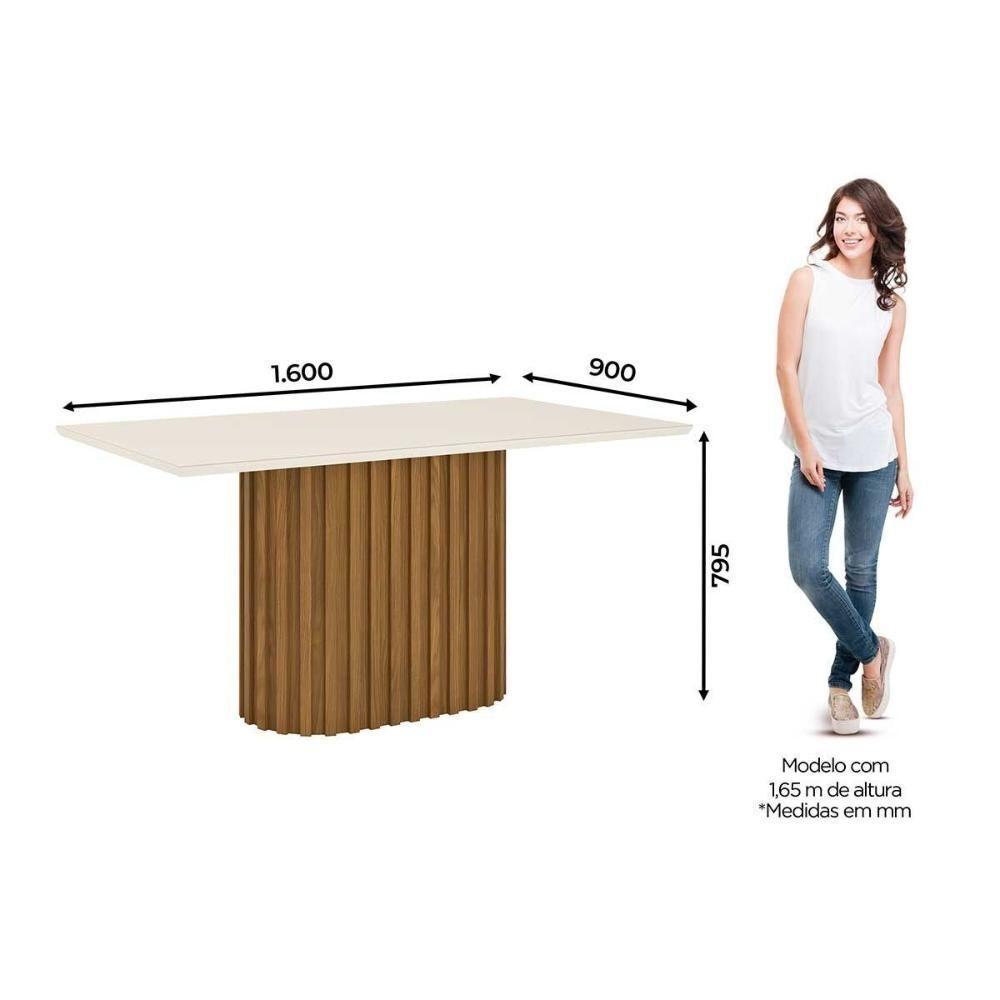 Conjunto Mesa De Cozinha Solana Com Tampo Madeirado Com Vidro Reto 160x90cm E 6 Cadeiras Bella Nature Linho Henn - 9