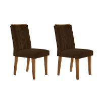 Kit 2 Cadeiras Sala Jantar Alegra 2 Un Madeira Capuccino Suede Marrom Rufato - 1