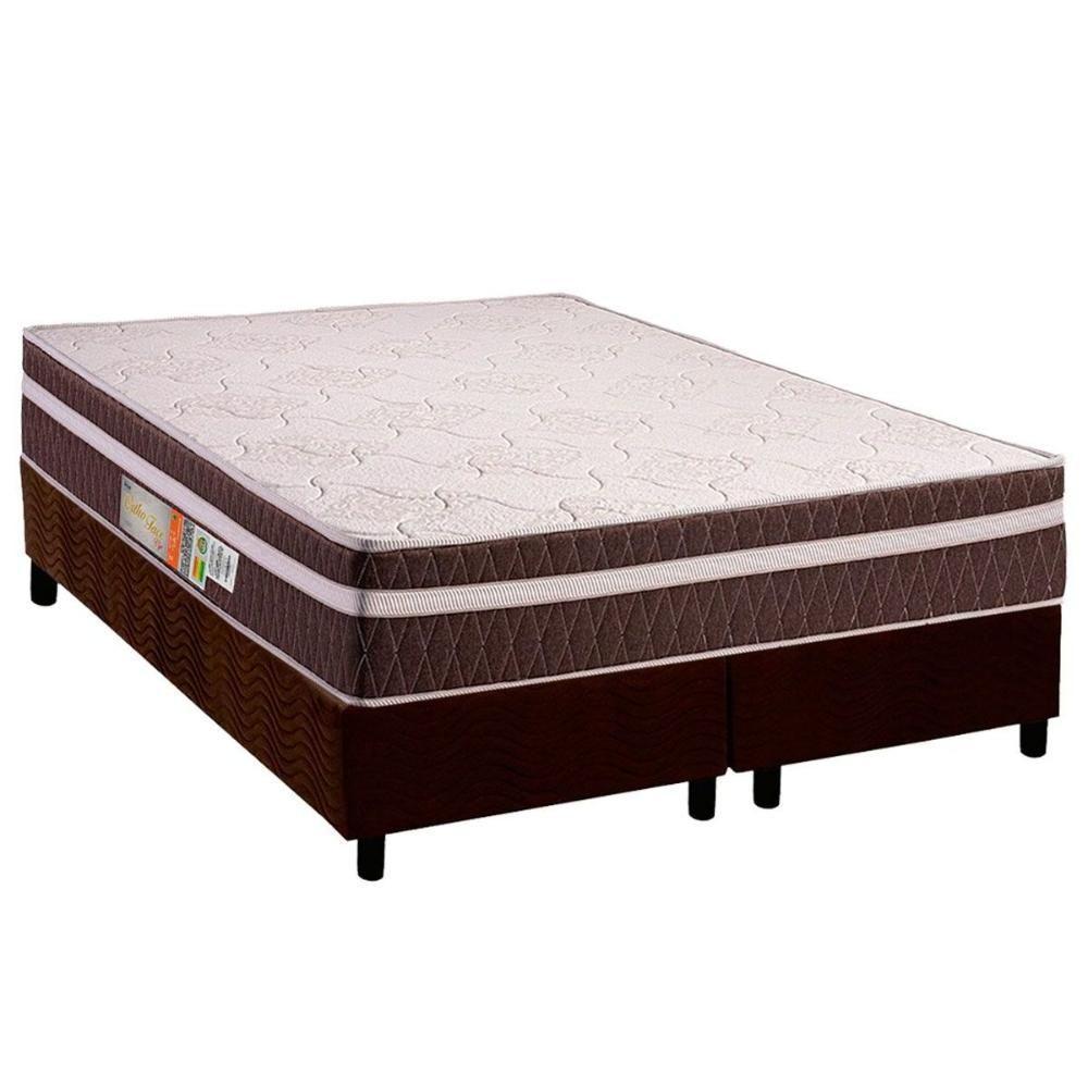 Conjunto Box Queen: Colchão Espuma Polar D28 Orthoface Vip Brown + Base Crc Suede Brown (158x198) - 1