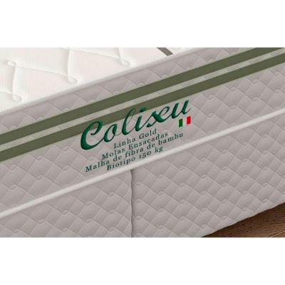 Cama Box Baú Casal: Colchão Molas Masterpocket Ensacadas Paropas Coliseu + Base Crc Suede White (138x188)