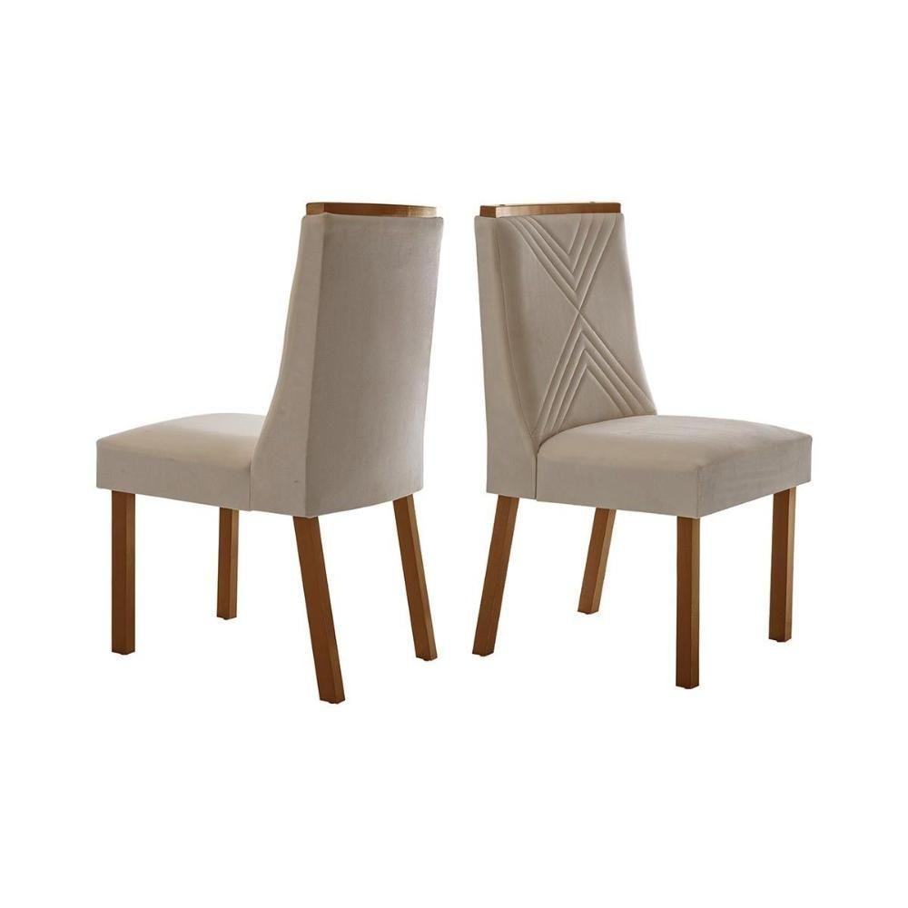 Kit 2 Cadeiras Sala Jantar Montreal 2 Un Imbuia Suede Creme Rufato - 1