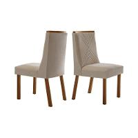 Kit 2 Cadeiras Sala Jantar Montreal 2 Un Imbuia Suede Creme Rufato - 1