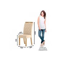 Conjunto Mesa De Cozinha Natalí Com Tampo Madeirado Com Vidro Reto 120x80cm E 4 Cadeiras Bella Nature Linho Henn