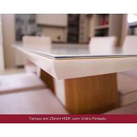 Conjunto Mesa De Cozinha Natalí Com Tampo Madeirado Com Vidro Reto 120x80cm E 4 Cadeiras Bella Nature Linho Henn - 8