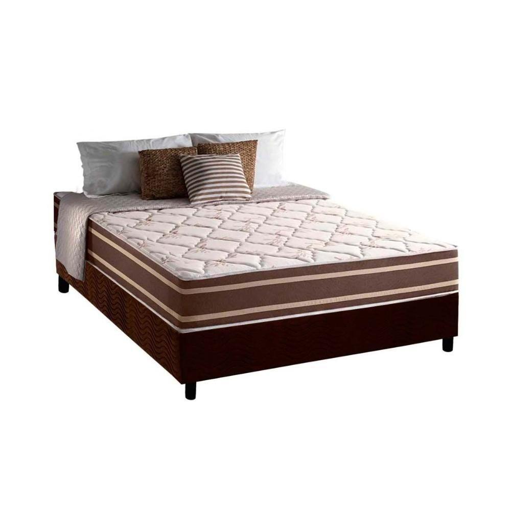 Cama Box Casal: Colchão Molas Masterpocket Ensacadas Duo Sono + Base Crc Suede Brown (138x188) - 1