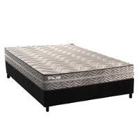 Cama Box Casal: Colchão Espuma D45 Paropas Pasquale Plus Gray + Base Crc Suede Black (138x188) - 1