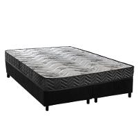 Cama Box Queen: Colchão Espuma D45 Paropas Pasquale Wave Black + Base Crc Suede Black (158x198) - 1