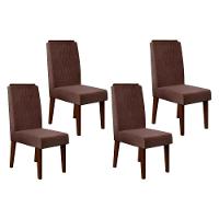 Kit 4 Cadeiras Sala Jantar Lia 4 Un Freijó Suede Moca - 1