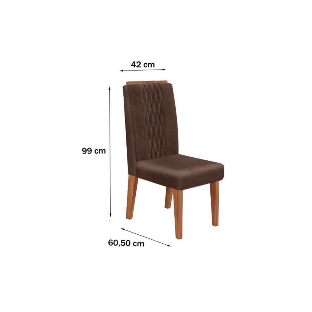 Kit 2 Cadeiras Sala Jantar Lia 2 Un Freijó Suede Kraft Bege - 3