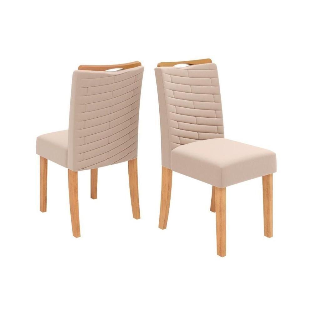 Kit 2 Cadeiras Sala Jantar Julia Cedro Suede Kraft Bege - 1