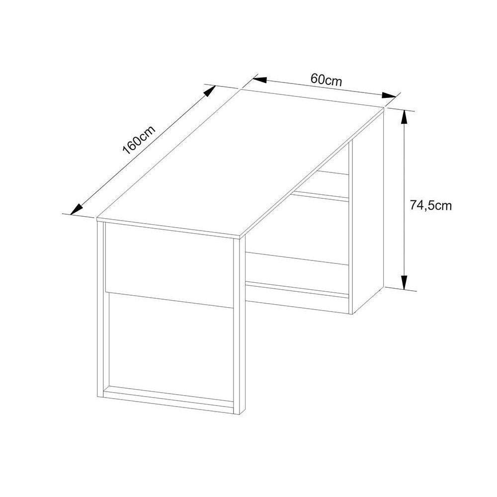 Mesa Multiuso Escritório Me4182 160cm Amêndoa Preto Tecno Mobili - 3