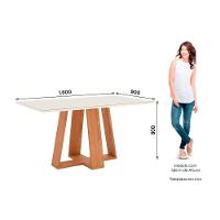 Conjunto Mesa De Cozinha Lins Com Tampo Madeirado Com Vidro 160x90cm E 6 Cadeiras Malu Nature Linho Henn - 5