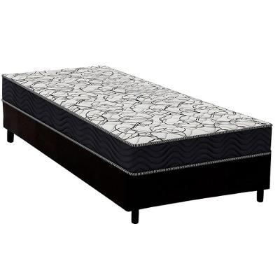 Cama Box Solteiro: Colchão Espuma D45 Ortobom Airtech 150 + Base Crc Suede Black (78x188)