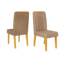 Kit 2 Cadeiras Sala Jantar Lia 2 Un Cedro Suede Kraft Bege - 1
