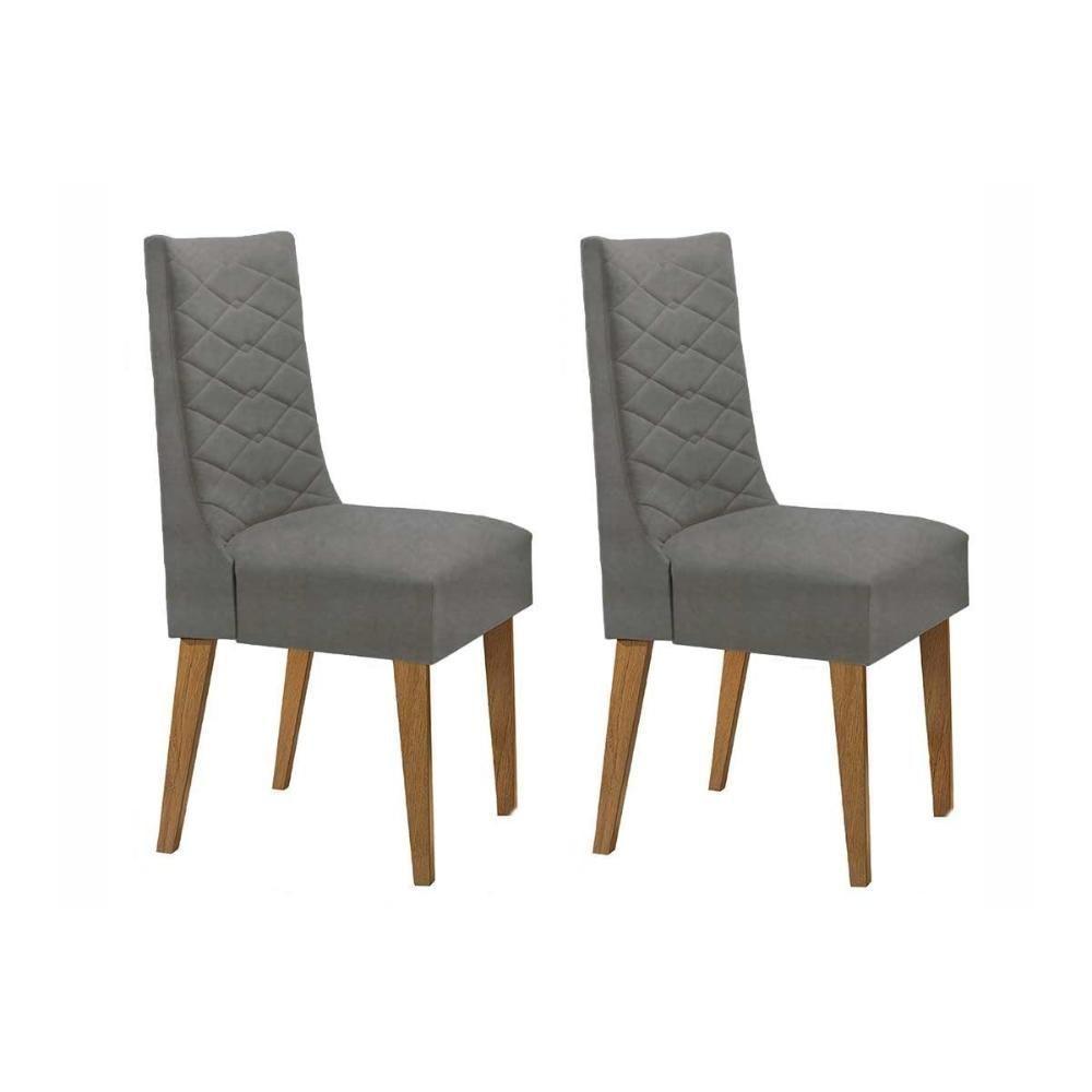 Kit 2 Cadeiras Sala Jantar Dafne 2 Un Madeira Capuccino Linho Grafite Rufato - 1