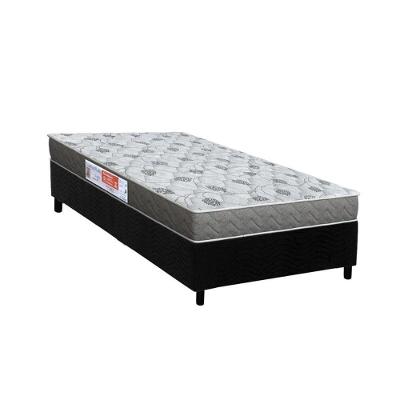 Cama Box Solteiro: Colchão Espuma D45 Orthoflex Comfortpedic + Base Crc Suede Black (88x188)