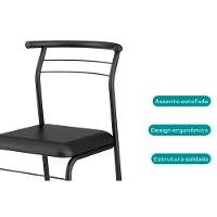 Conjunto Mesa Sala Jantar 1545 Aço Com Tampo Madeirado 87x87cm E 4 Cadeiras 1708 Preto Legno Preto Preto Carraro - 3