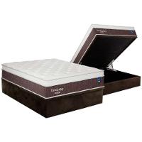 Cama Box Baú Casal: Colchão Molas Bonnel Plumatex Superlastic Durospring + Base Crc Suede Brown (138x188) - 1