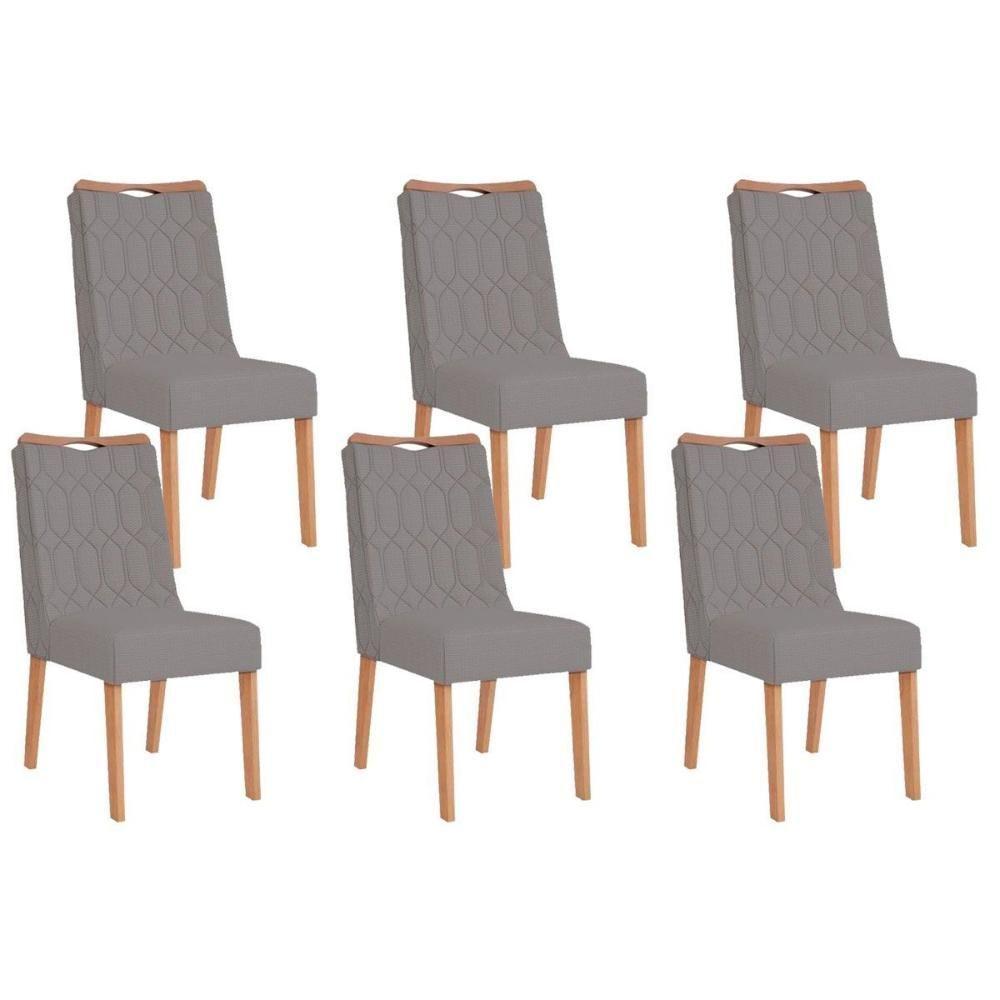 Kit 6 Cadeiras Sala Jantar Bia 6 Un Cedro Suede Lunar - 1