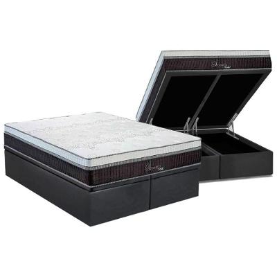 Cama Box Baú Queen: Colchão Molas Masterpocket Ensacadas Polar Superlastic Serenatta + Base Crc Suede Gray (158x198)
