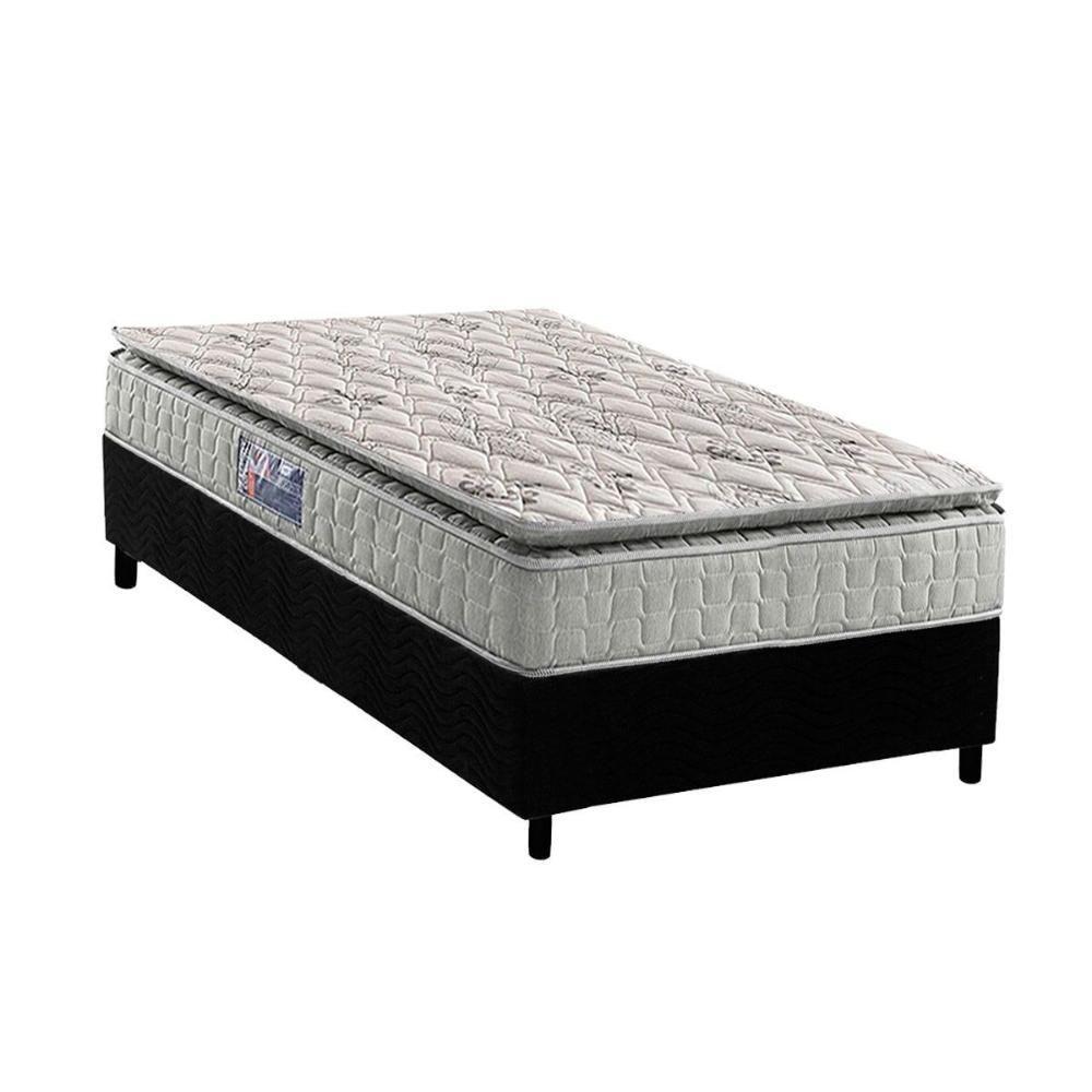 Cama Box Solteiro: Colchão Espuma D33 Orthosono + Base Crc Suede Black (88x188) - 1
