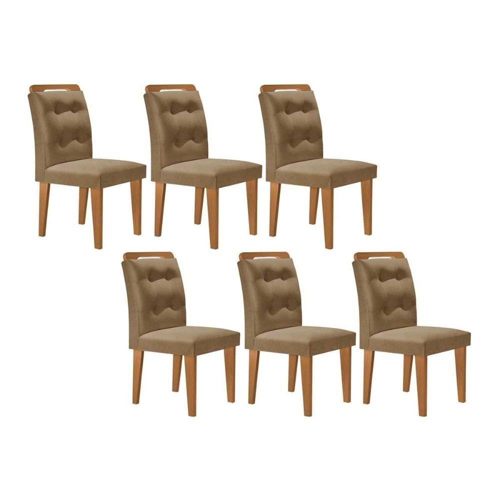 Kit 2 Cadeiras Sala Jantar Imperatriz 6 Un Capuccino Linho Bege Turim Rufato - 1