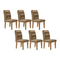 Kit 2 Cadeiras Sala Jantar Imperatriz 6 Un Capuccino Linho Bege Turim Rufato - 1