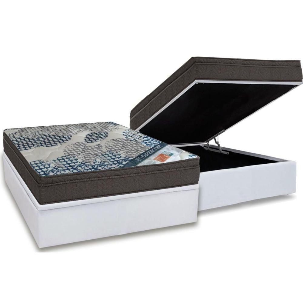 Cama Box Baú Casal: Colchão Molas Superpocket Ensacadas Ortobom Iso + Base Crc Courano White (138x188) - 1