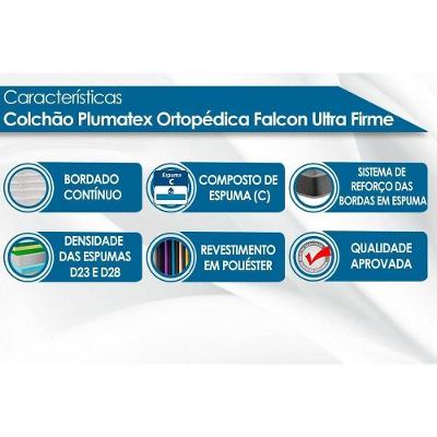 Cama Box Queen: Colchão Ortopédico Plumatex D28 Anatômico Falcon Ultra Firme + Base Crc Suede Black (158x198)