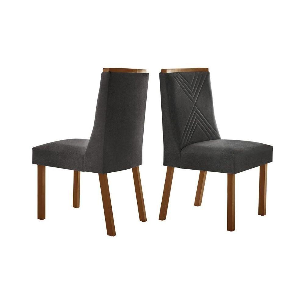 Kit 2 Cadeiras Sala Jantar Montreal 2 Un Imbuia Linho Grafite Rufato - 1